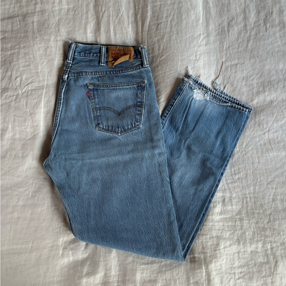 Levi's Vintage 501s, Medium Blue Jeans with Frayed Hem